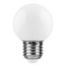 Лампа светодиодная LED 1W G45 шар  E27 6400К LB-37 матовый 230V  (10/200) FERON