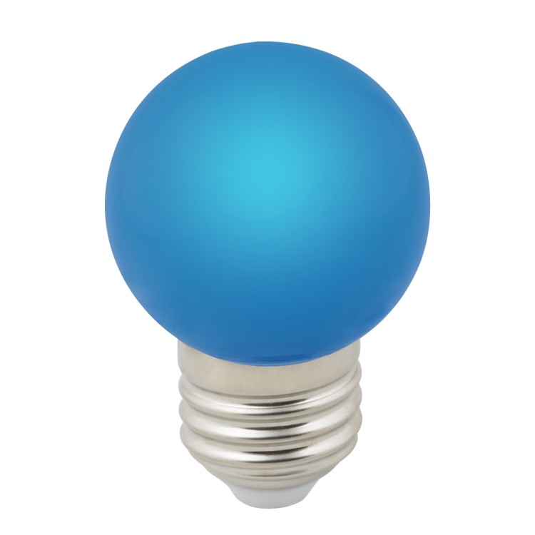 Лампа декоративная светодиодная. Форма "шар", матовая. Цвет синий.LED-G45-1W/BLUE/E27/FR/С