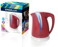 Чайник  пластиковый ELX-KP03-C73 вишнево-св.серый  (2.0л, 160-250В, 1500-2300Вт) ERGOLUX