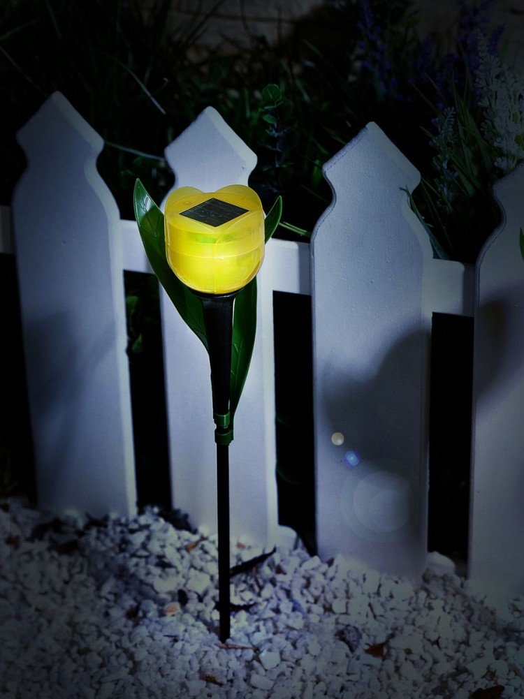 Садовый светильник на солнечной батарее "Желтый тюльпан". Белый свет. USL-C-452/PT305 Uniel