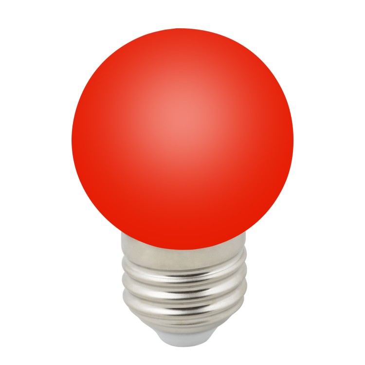 Лампа декоративная светодиодная. Форма "шар", матовая. Цвет красный LED-G45-1W/RED/E27/FR/С