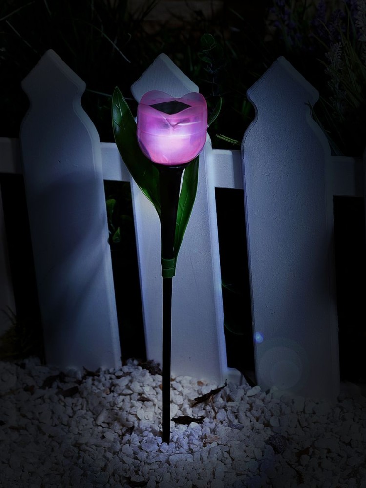 Садовый светильник на солнечной батарее "Розовый тюльпан". Белый свет. USL-C-451/PT305 PINK TULIP