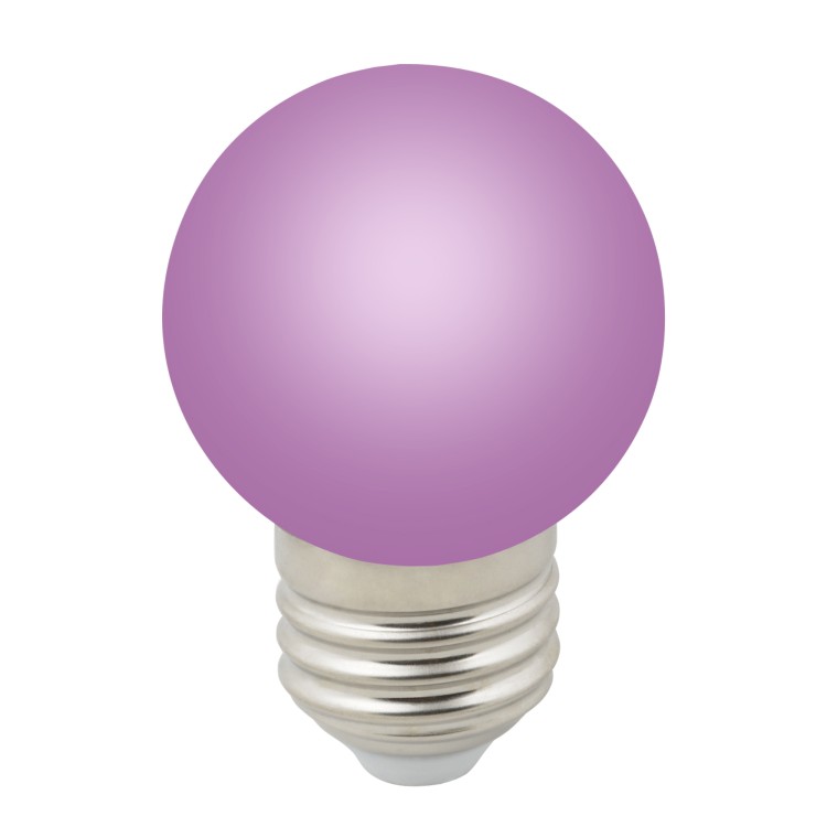 Лампа декоративная светодиодная. Форма "шар", матовая. Цвет фиолетовый LED-G45-1W/PURPLE/E27/FR/С