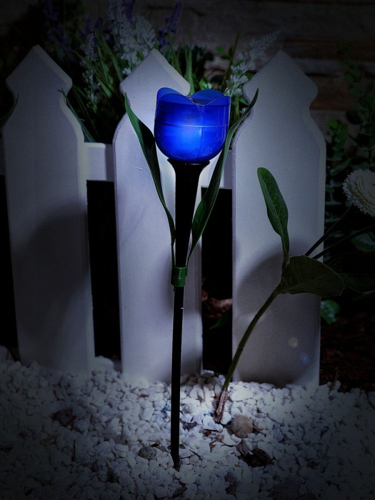 Садовый светильник на солнечной батарее "Синий тюльпан". Белый свет. USL-C-454/PT305 Uniel
