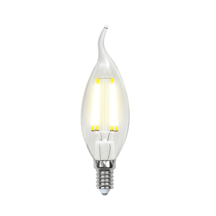 Лампа светодиодная. Форма "свеча на ветру" LED-CW35-7,5W/NW/E14/CL GLA01TR,  Серия Air.ТМ Unie