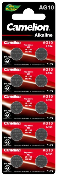 Элемент питания G10 BL-10 Mercury Free (AG10-BP10(0%Hg),389A/LR1130/189 батарейка для часов)Camelion