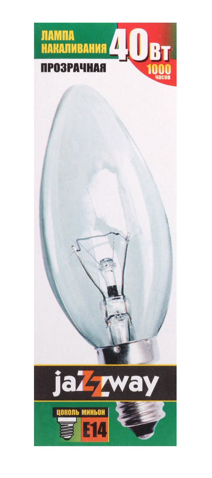 Эл.лампа накал. с прозрачной колбой свеча B35  240V  40W  E14  clear Jazzway