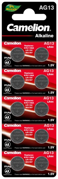 Элемент питания G13  BL-10 Mercury Free (AG13-BP10(0%Hg),357A/LR44/А76 батарейка для часов) Camelion