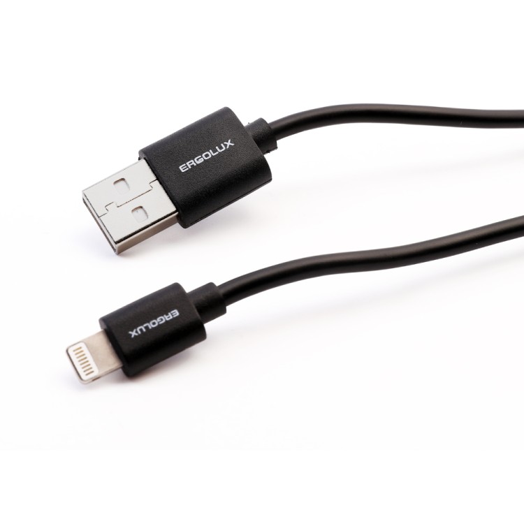 Кабель USB-Lightning ELX-CDC03-C02 (3А, 1,2м, Черный, Зарядка+Передача данных, Коробка) ERGOLUX