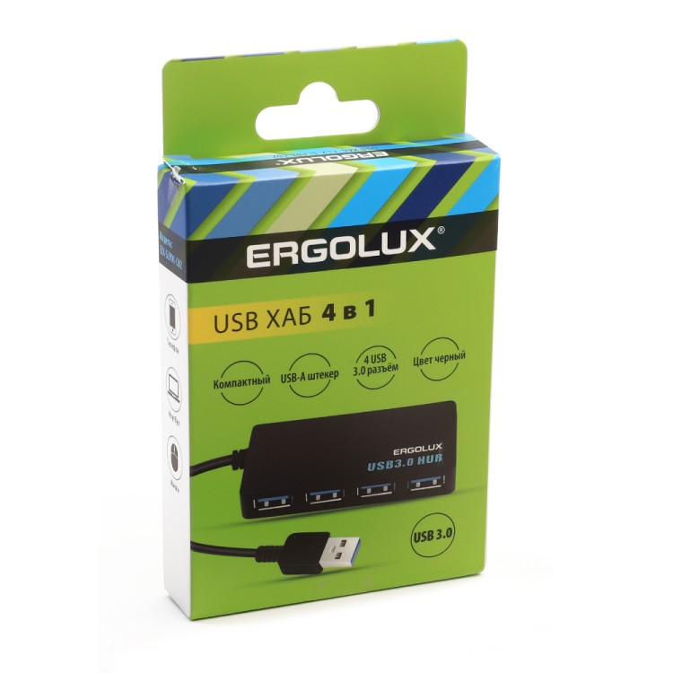 Разветвитель USB-4USB ELX-SLP01-C02 (2А, Черный, Коробка) ERGOLUX