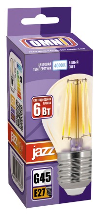 Лампа светодиодная шар PLED OMNI G45 6W E27 4000K Gold (6W=60Вт, 540Lm) 230/50 Jazzway