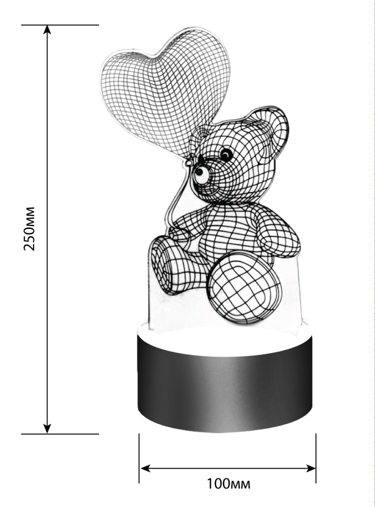 Ночник NL-402 "Мишка" с эффектом объёмного изображения (Led 3Вт, RGB, 3хААА , USB-220В) Camelion