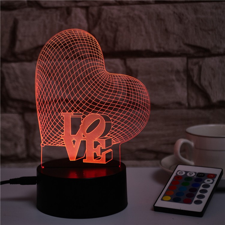 Ночник NL-400 "Сердце" с эффектом объёмного изображения (Led 3Вт, RGB, 3хААА , USB-220В) Camelion