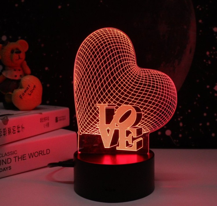 Ночник NL-400 "Сердце" с эффектом объёмного изображения (Led 3Вт, RGB, 3хААА , USB-220В) Camelion