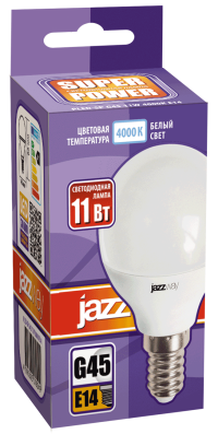 Лампа светодиодная шар PLED- SP G45 11W E14 4000K (11W=95Вт, 950Lm) 230/50 Jazzway