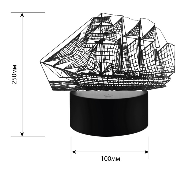 Ночник NL-404 "Корабль" с эффектом объёмного изображения(Led 3Вт, RGB, 3хААА , USB-220В) Camelion