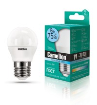 Эл.лампа светодиодная шар LED8-G45/845/E27 (8W=75Вт,750Lm) Camelion
