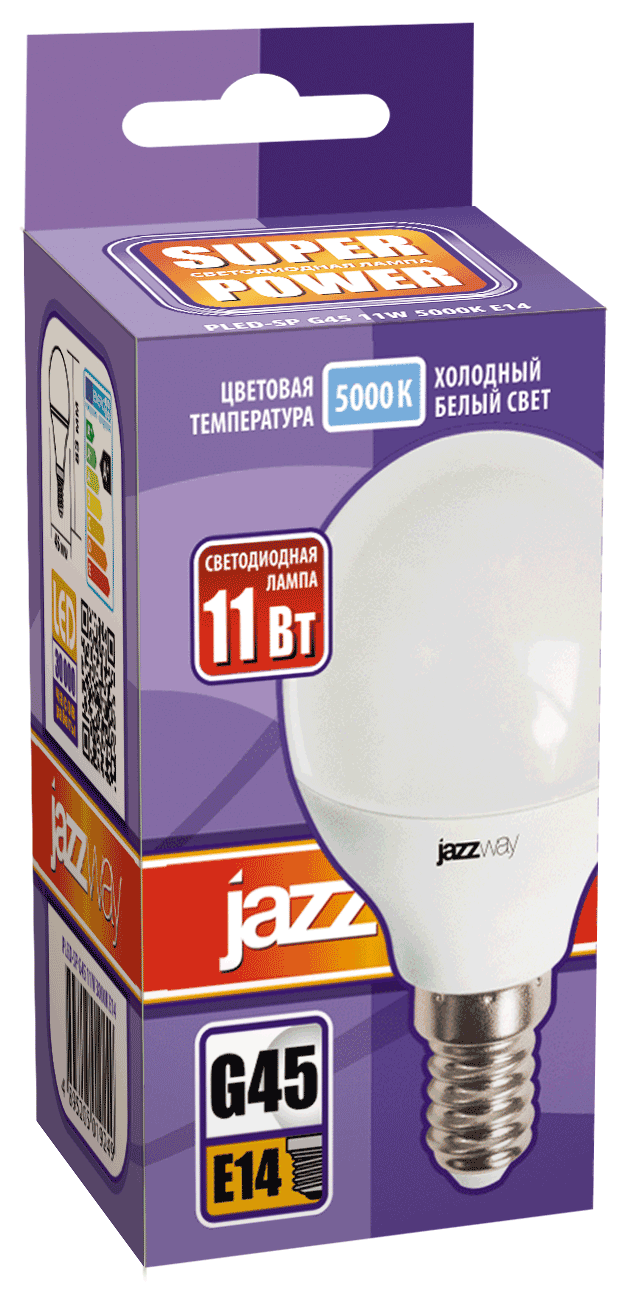 Лампа светодиодная  PLED- SP G45 11W E14 5000K (11W=95Вт, 950Lm) 230/50 Jazzway